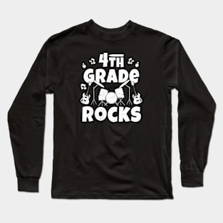 4th Grade Rocks 1st Day Of School Back to School Guitar Long Sleeve T-Shirt